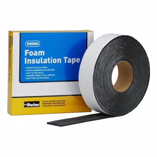 Foam Tape: Continuous Roll, Black, 2 in x 10 yd, 1/8 in Tape Thick, 1 Pack  Qty, Polyethylene Foam