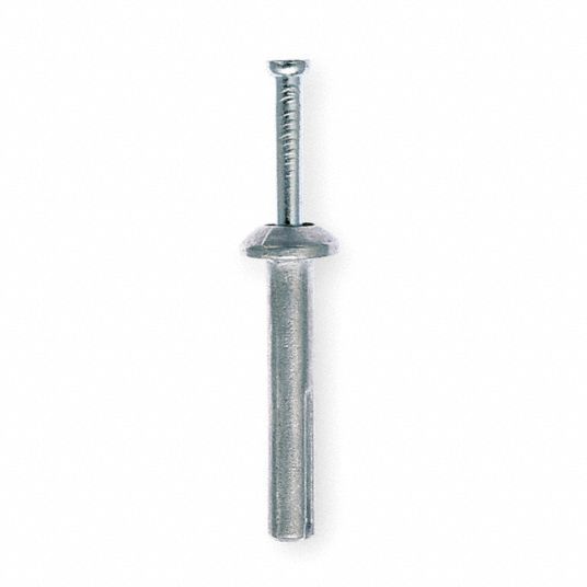 RED HEAD Hammer Drive Pin Anchor, 2 inL x 1/4 in Dia., 100 PK 4E830