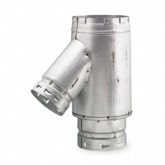 AMERIVENT Single Wall Reduction Wye, 5 in Gas Vent Pipe Dia., 13 1/2 in Gas Vent Pipe Length