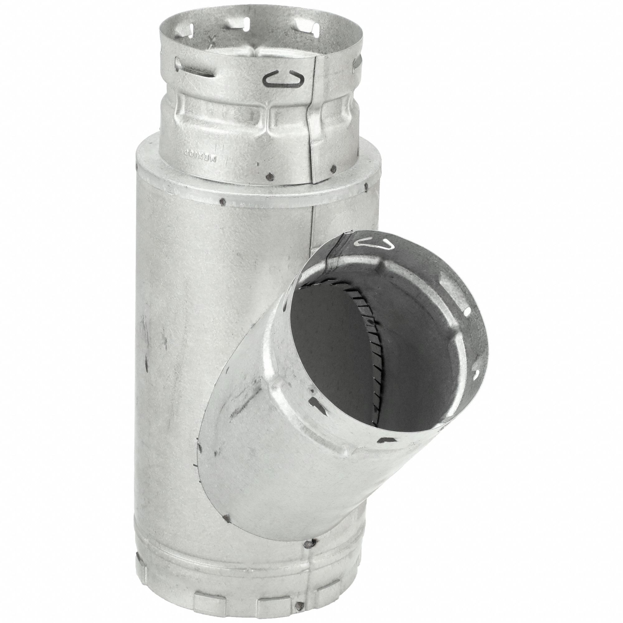 Reducer Wye: 5 in Duct, 13 1/2 in Lg, Steel, 5 1/2 in Inlet Dia, 4 1/2 in Outlet Dia, Category I