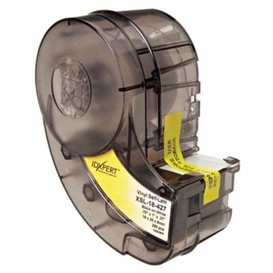 BRADY Precut Label Roll Cartridge 1 in x 3/4 in, Vinyl, Black on White