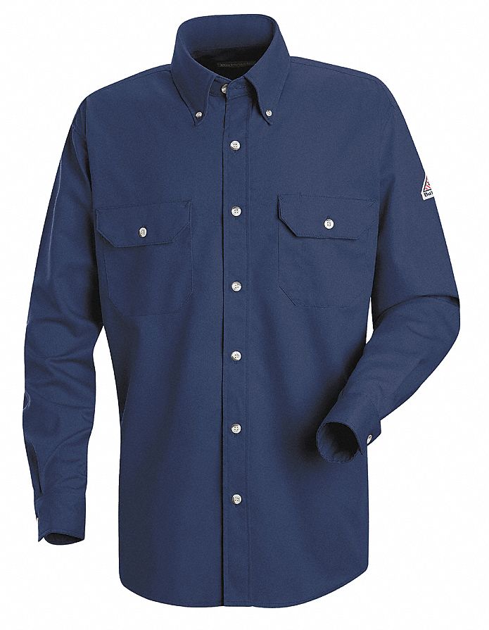 VF IMAGEWEAR Navy Flame-Resistant Collared Shirt, Size: XL, Fits Chest ...