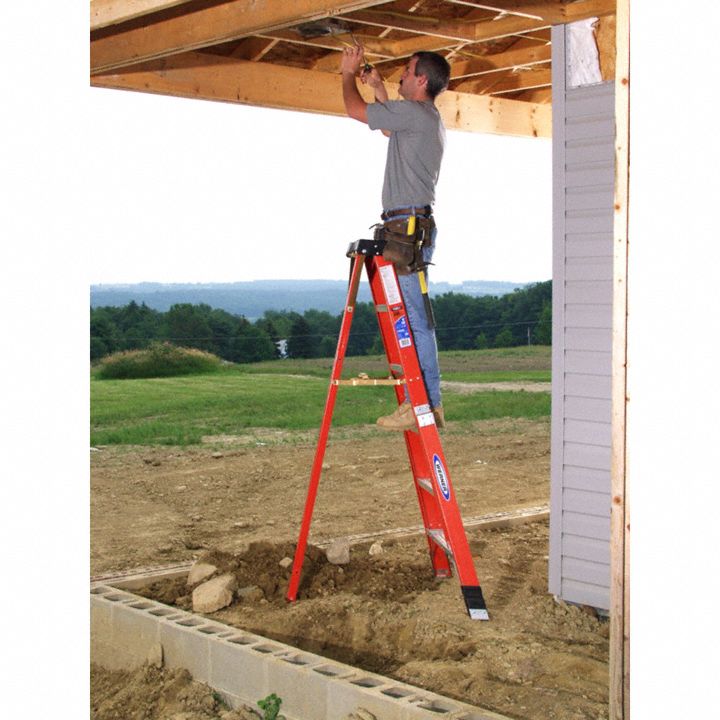 WERNER Tripod Stepladder: 6 ft Ladder Ht, 6 Steps, 300 lb Load Capacity ...