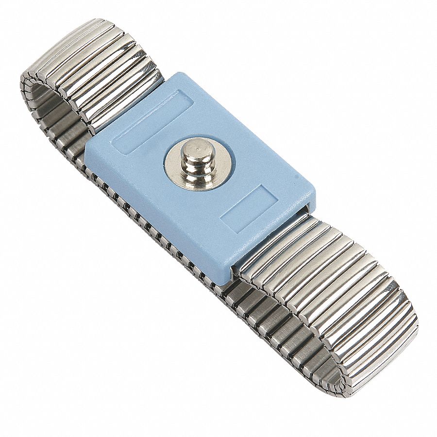 GRAINGER APPROVED Static Wrist Strap, Large, Stainless Steel 4ECW1