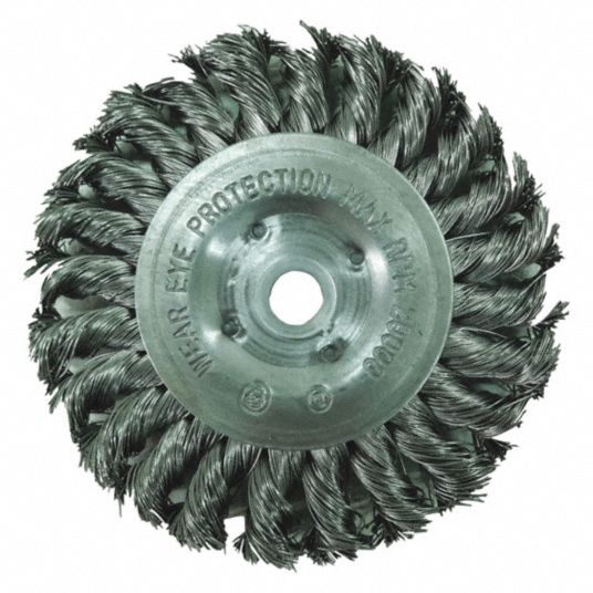 WESTWARD 8 in Twisted Wire Wheel Brush, Arbor Hole Mounting, 0.02 in