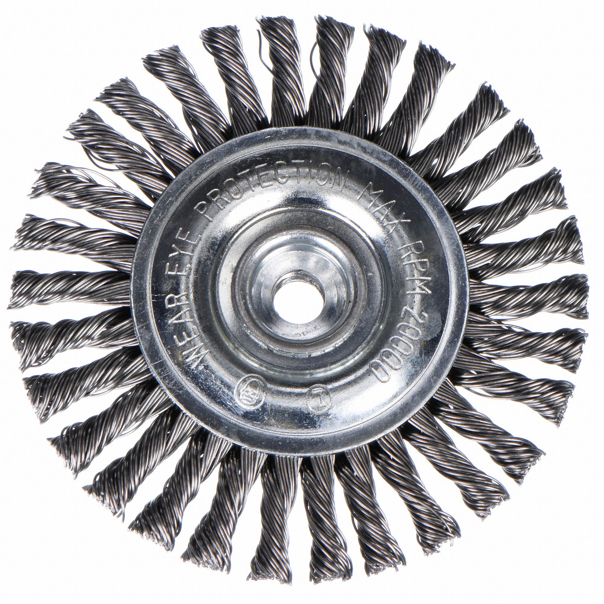 WESTWARD 4 in Twisted Wire Wheel Brush, Arbor Hole Mounting, 0.020 in