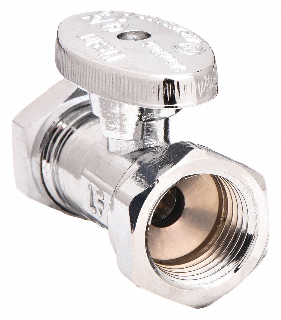 WATER SUPPLY STOP: ½ IN FIP, ½ IN COMPRESSION, CHROME-PLATED BRASS, STRAIGHT BODY, OVAL