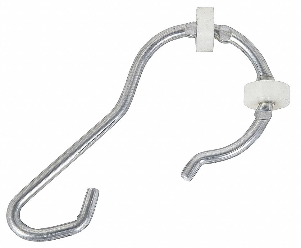 GRAINGER APPROVED Anodized Plated Aluminum Hook, Nylon Wheels Shower