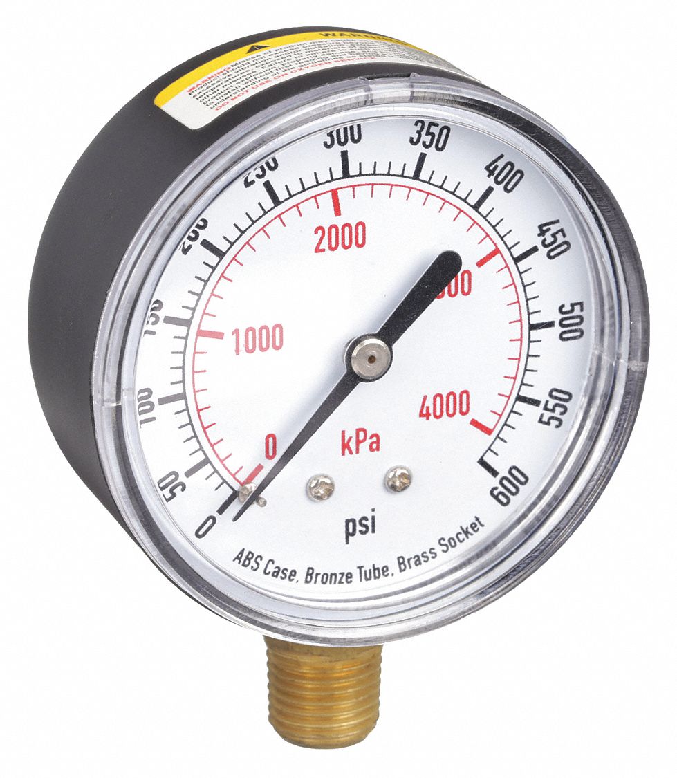 PRESSURE GAUGE,63 MM,600 PSI,LOWER