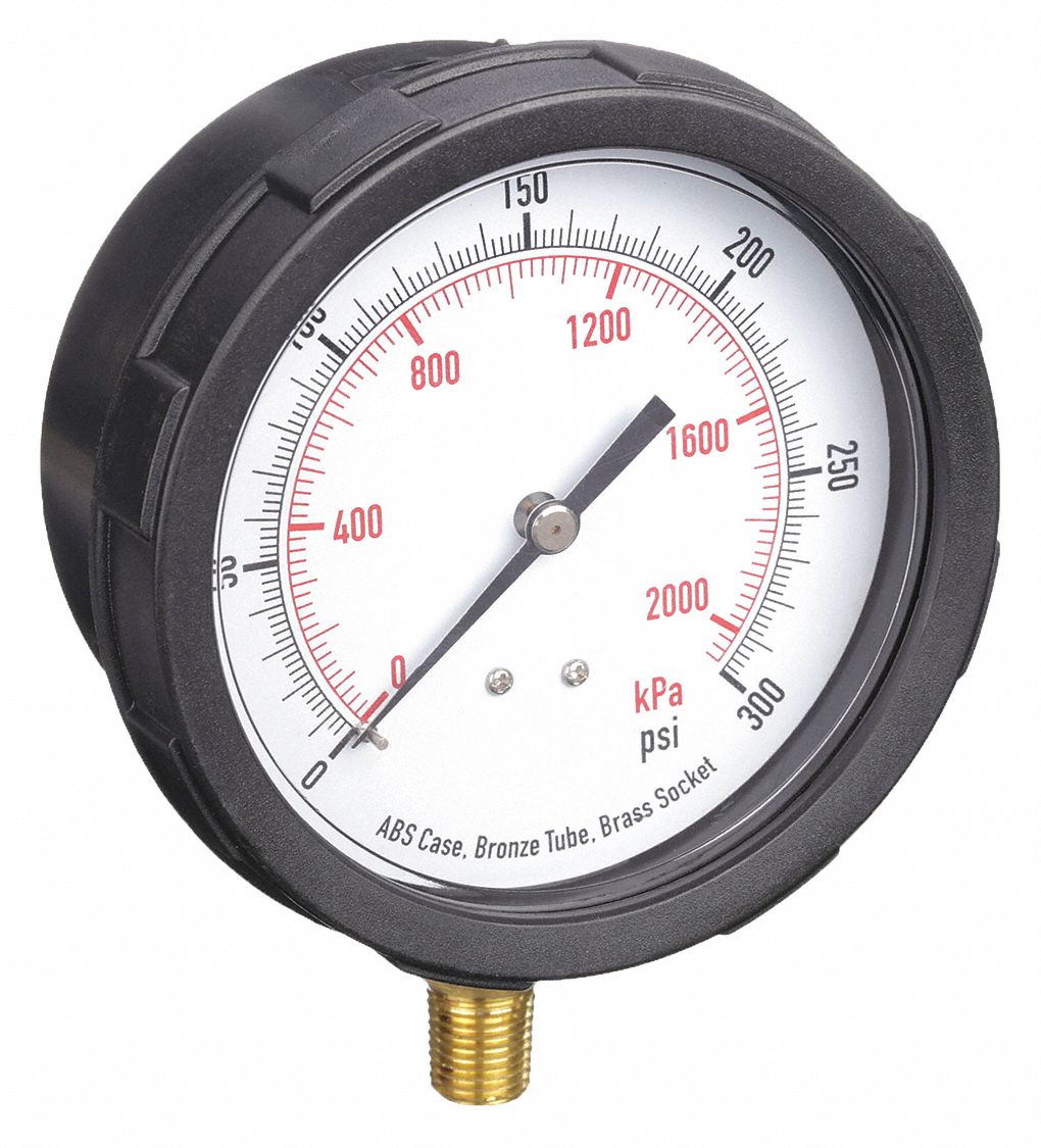 PRESSURE GAUGE,4 IN,300 PSI,LOWER,B