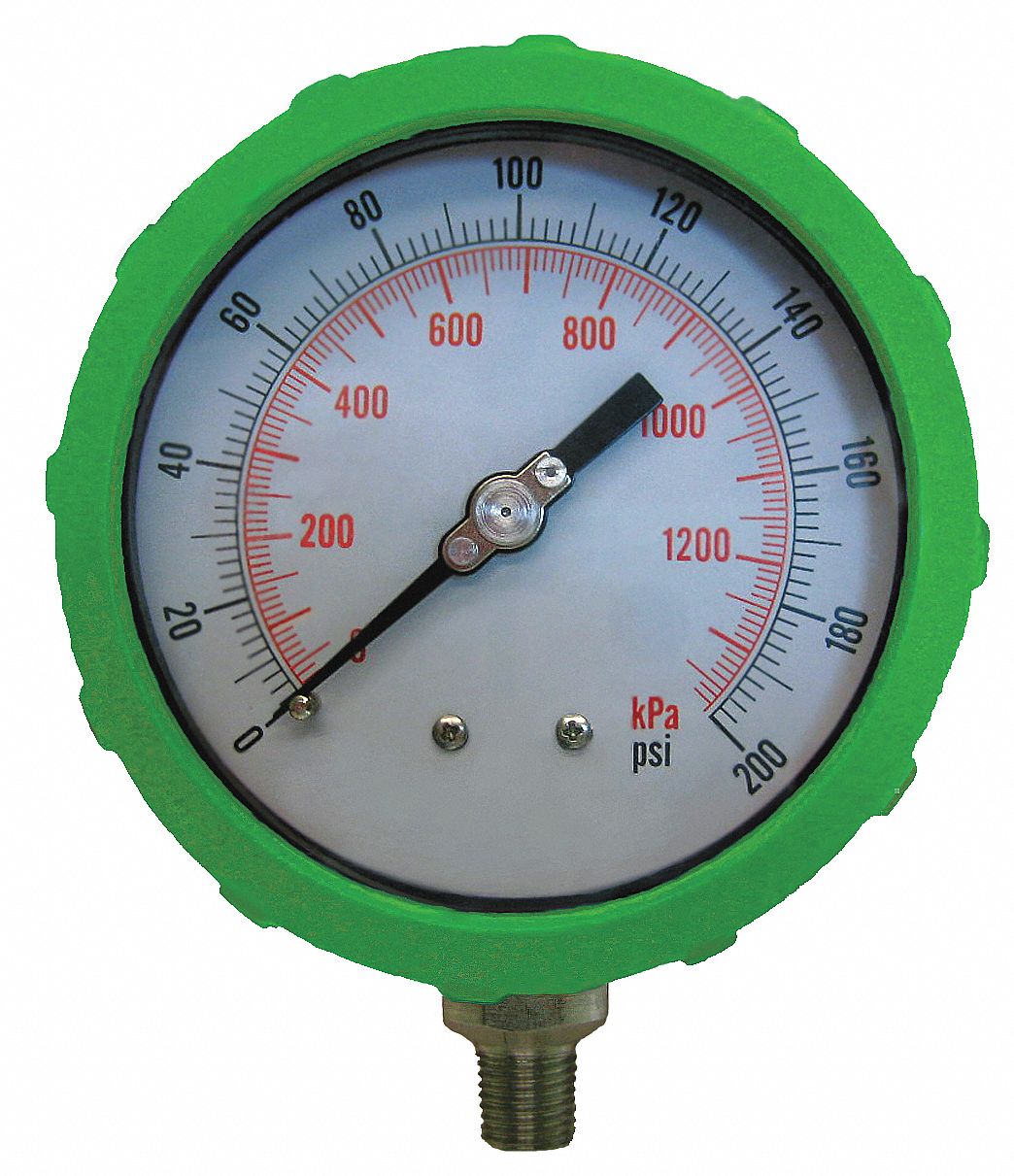 PRESSURE GAUGE,4 IN,200 PSI,LOWER,G