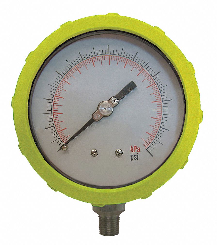 MANOMETRE,4 PO,15 PSI,INF,JAUNE