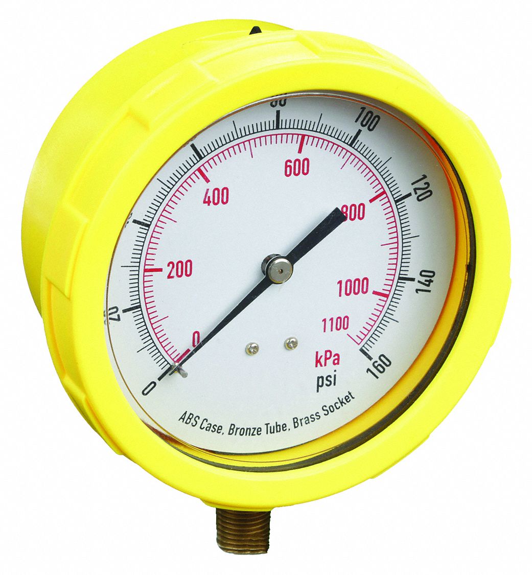 PRESSURE GAUGE,4 IN,160 PSI,LOWER,Y