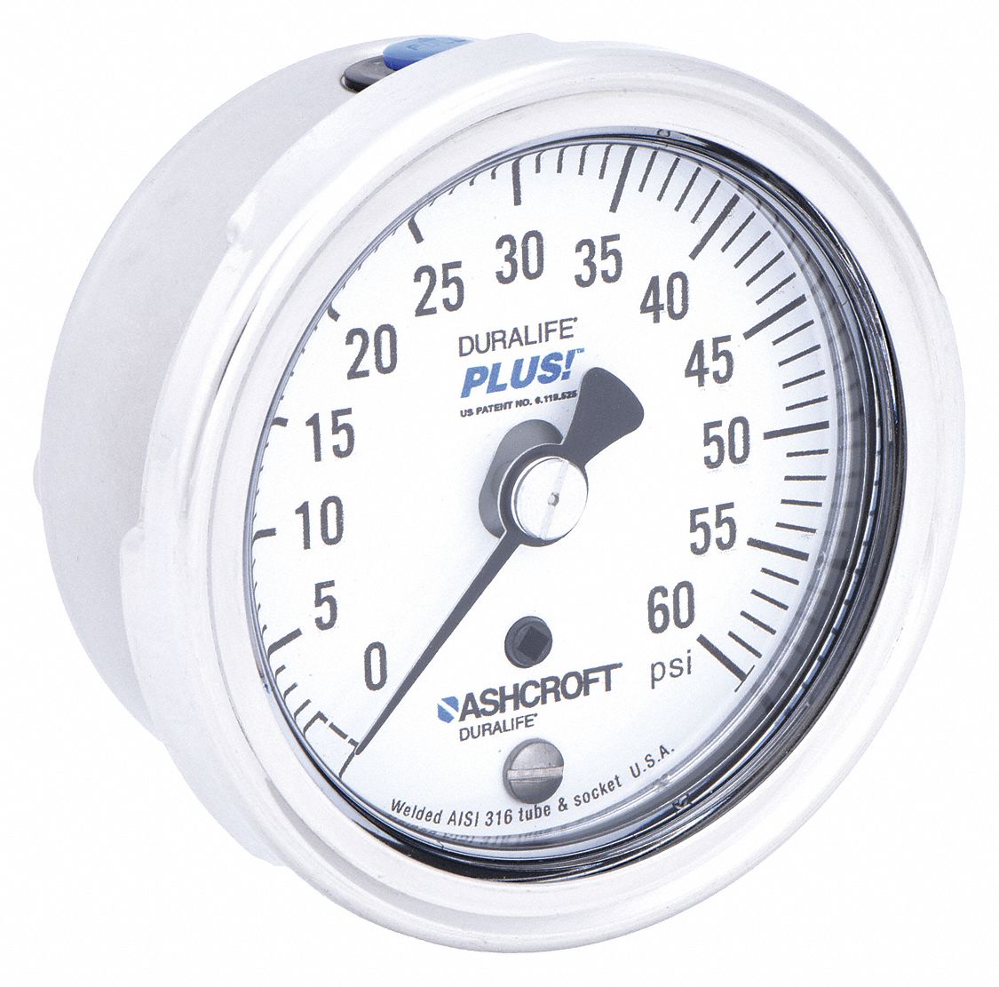 PRESSURE GAUGE,PLUS,2 1/2 IN,60 PSI