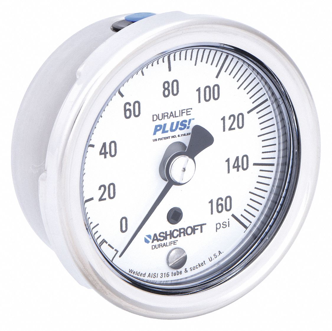 PRESSURE GAUGE,PLUS,2 1/2 IN,160 PS