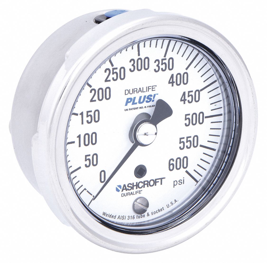 ASHCROFT, 0 to 600 psi, 2 1/2 in Dial, Industrial Pressure Gauge