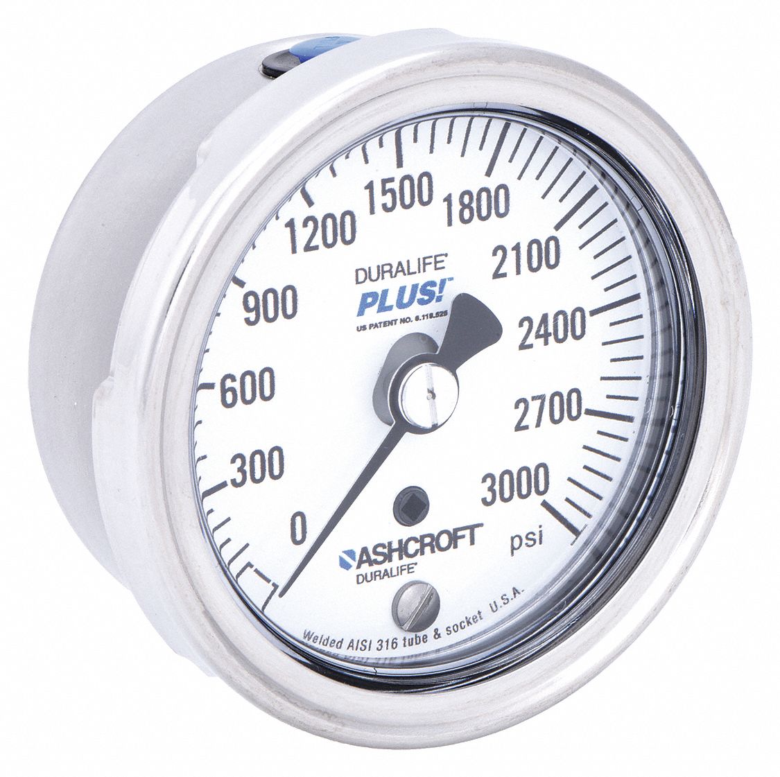 PRESSURE GAUGE,PLUS,2 1/2 IN,3000 P