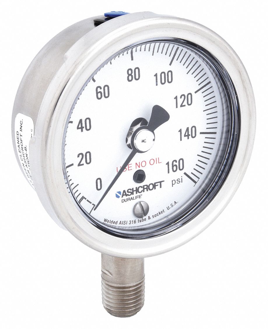 PRESSURE GAUGE,OXYGEN,2 1/2 IN,160P