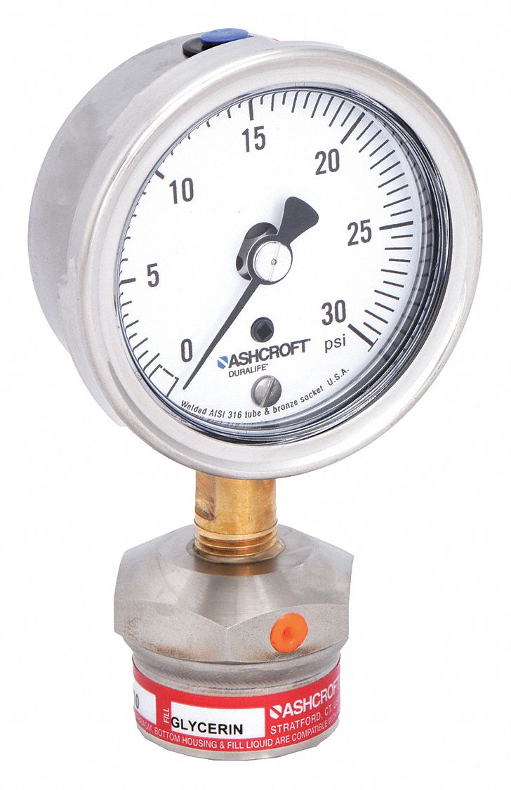 PRESSURE GAUGE,SEAL,2 1/2 IN,30 PSI