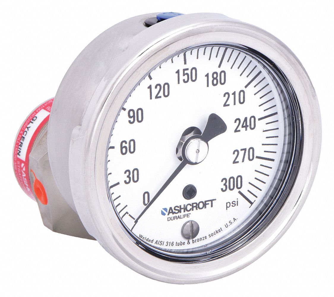 ASHCROFT, 0 to 300 psi, 1009/310315, Pressure Gauge with Diaphragm