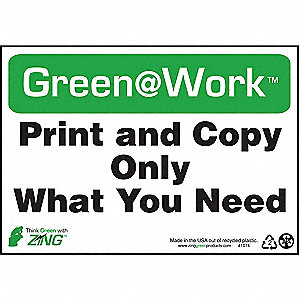 SIGN GREEN AT WORK PRINT COPY 7X10