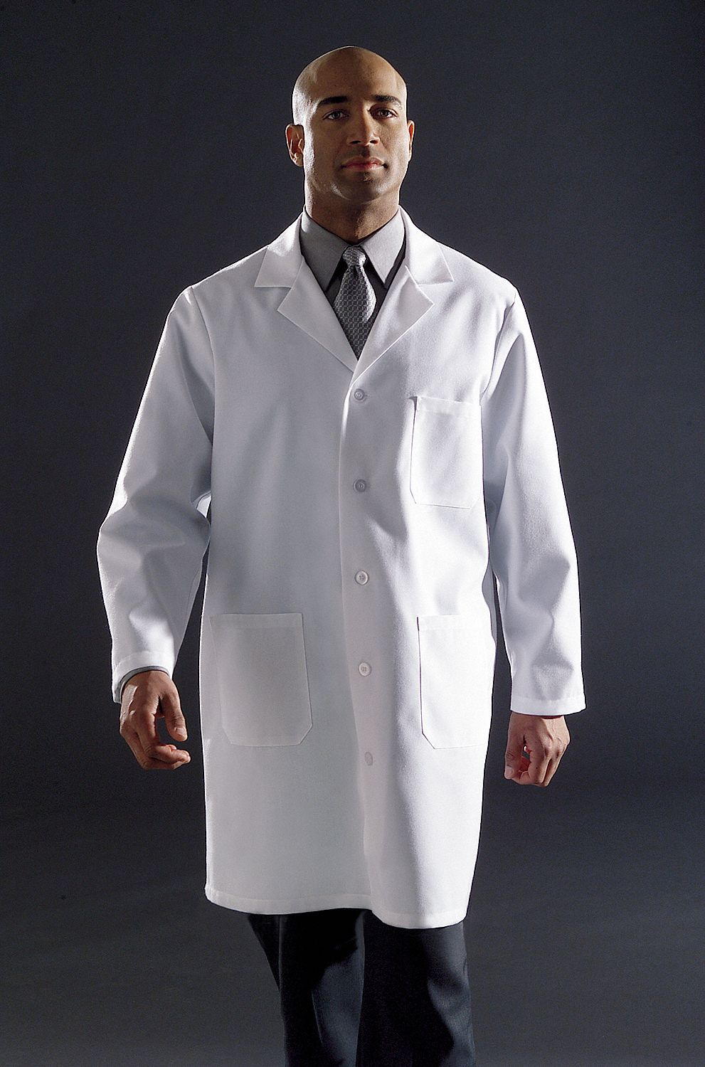 GRAINGER APPROVED Collared Lab Coat, XL, 39In Long, White 4EJW1