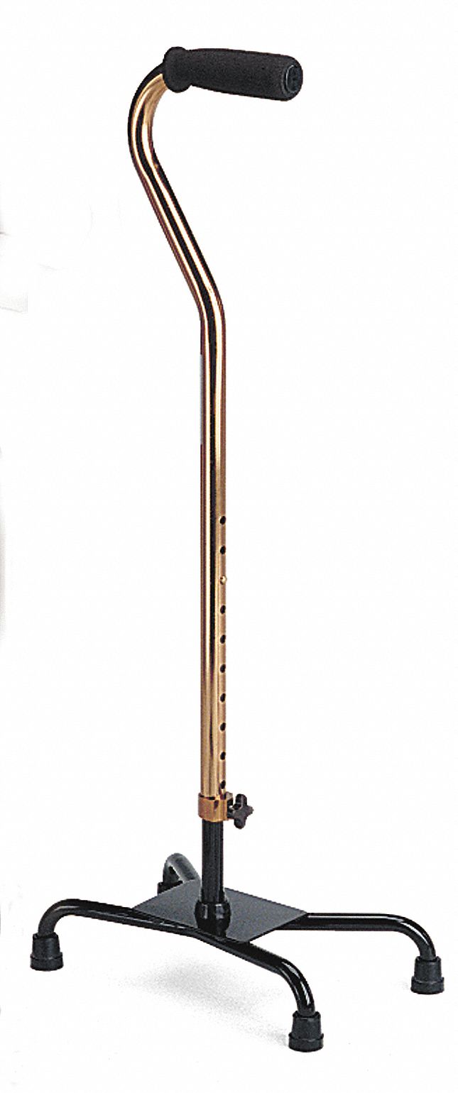 GRAINGER APPROVED Cane, Offset Handle Type, Quad Base Type, 29 in to 38