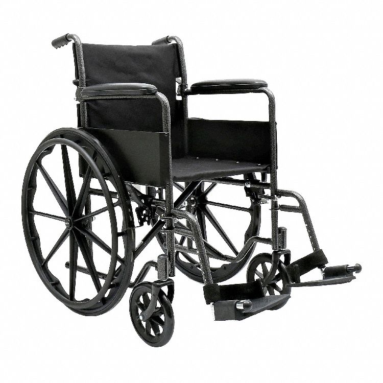 Wheelchair: 250 lb Wt Capacity, 18 in Seat Wd, 16 in Seat Dp, Nylon, 18 in Back Ht, Flat