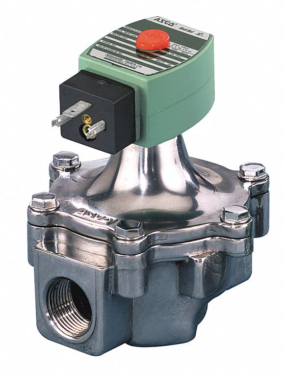 Solenoid Valve: 2-Way, Normally Closed, 1 1/2 in Pipe Size, 110V AC/120V AC, High Flow, DIN