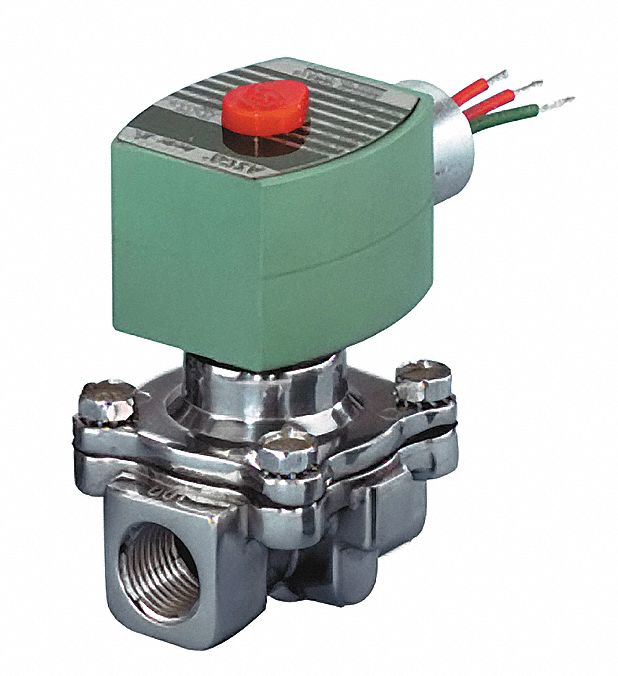 SOLENOID VALVE: 2-WAY, NORMALLY CLOSED, ½ IN PIPE SIZE, 12V DC, HIGH FLOW, ALUMINUM BODY