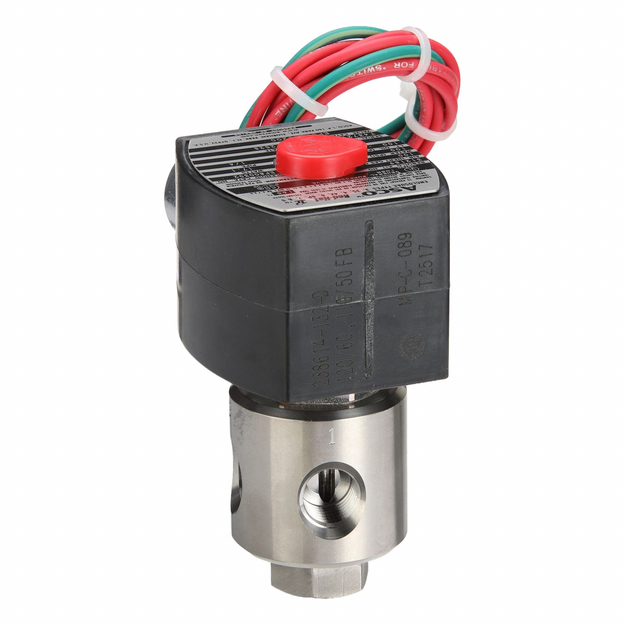 Solenoid Valve: 3-Way, Configurable, 1/4 in Pipe Size, 110V AC/120V AC, Direct Mount