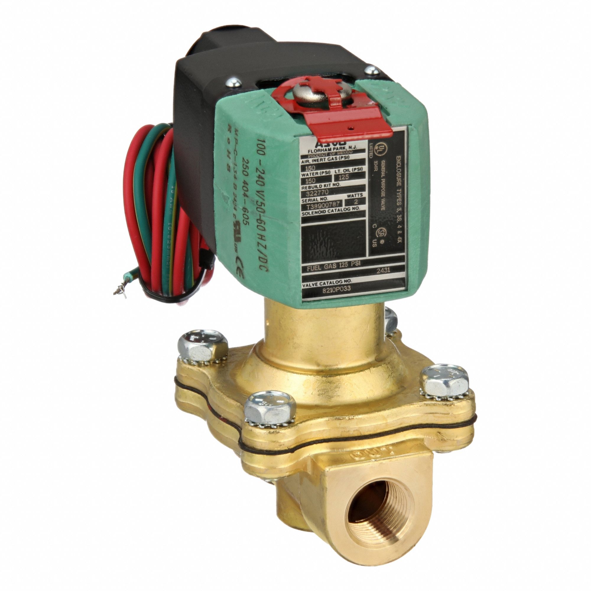 REDHAT, 2-Way, Normally Open, Solenoid Valve - 4ELL8|8210P033 - Grainger