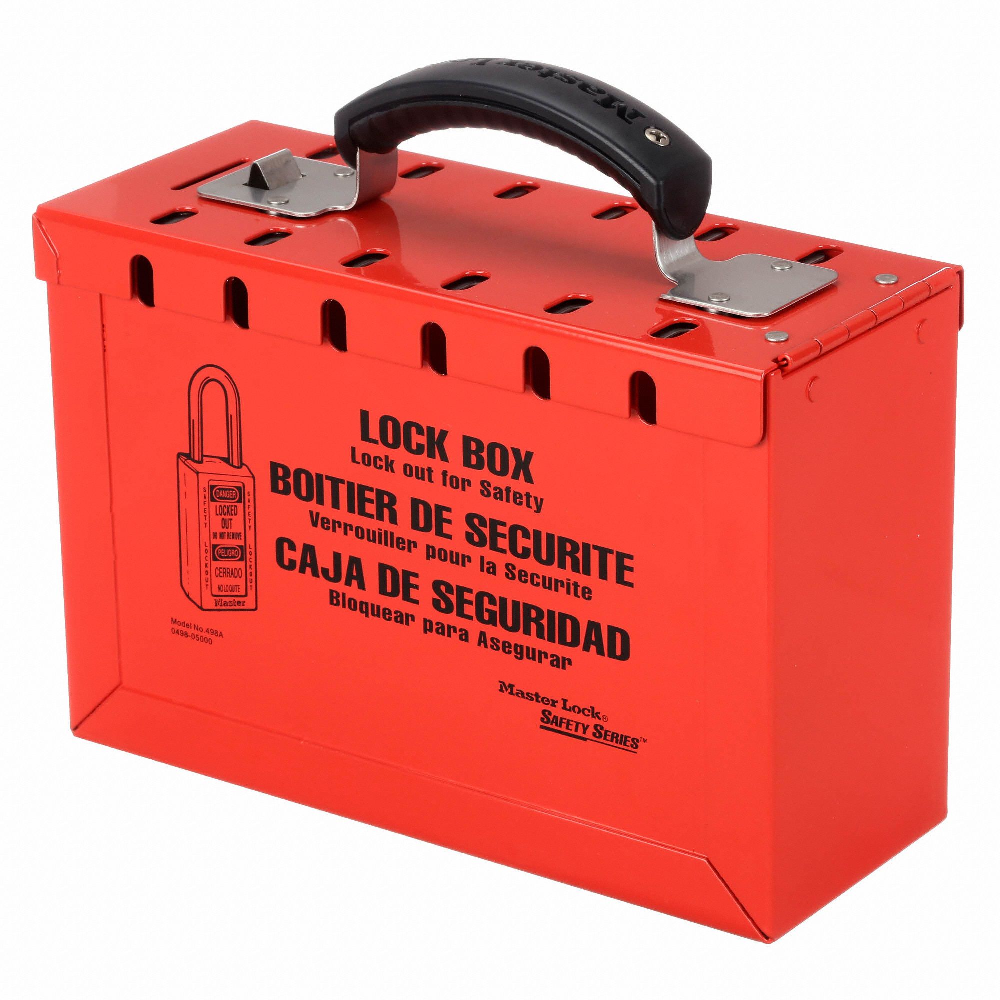 MASTER LOCK Red Steel Group Lockout Box, Max. Number of Padlocks 12, 6