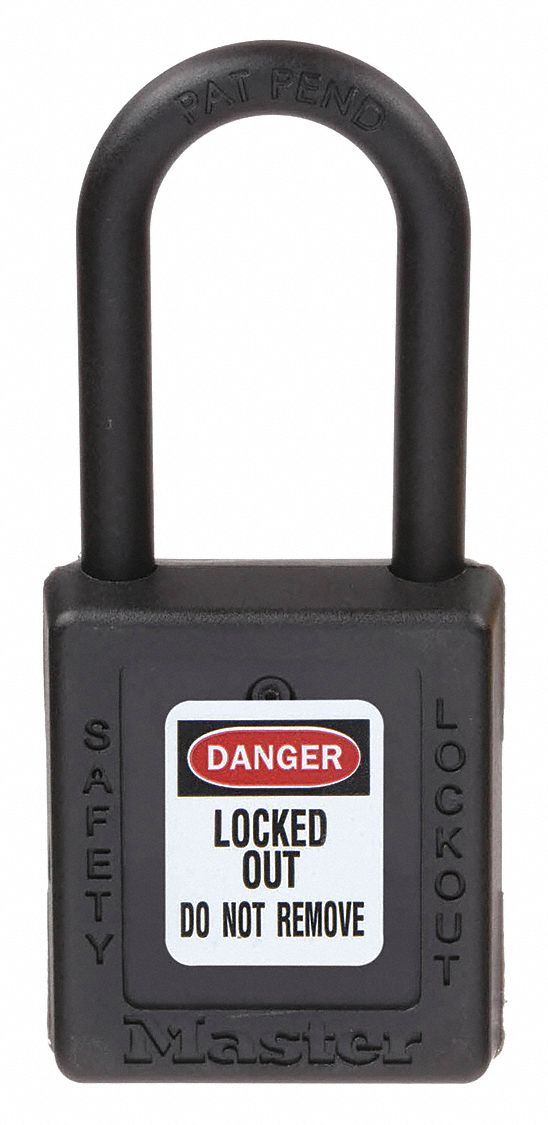 Lockout Padlock: Keyed Different, Thermoplastic, Std Body Body Size, Plastic, Std, Black