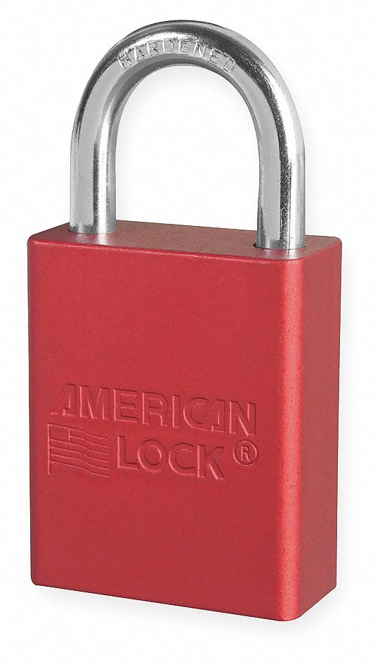 LOCKOUT PADLOCK, 1-1/2 IN, KEYED ALIKE, RED KEY, 27763