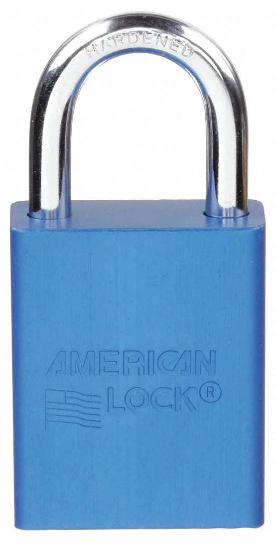 LOCKOUT PADLOCK, KEYED DIFFERENT, ALUMINUM, STANDARD BODY, BORON ALLOY, BLUE