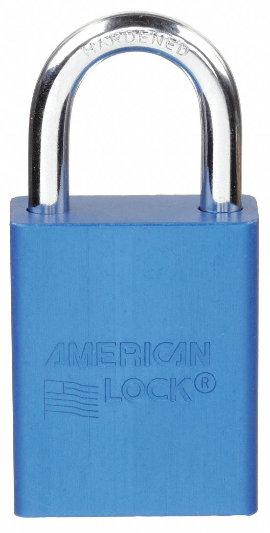 LOCKOUT PADLOCK, KEYED DIFFERENT, ALUMINUM, STANDARD BODY, BORON ALLOY, BLUE