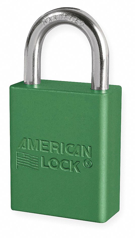 LOCKOUT PADLOCK, 1-1/2 IN, KEYED ALIKE, GREEN 0684H