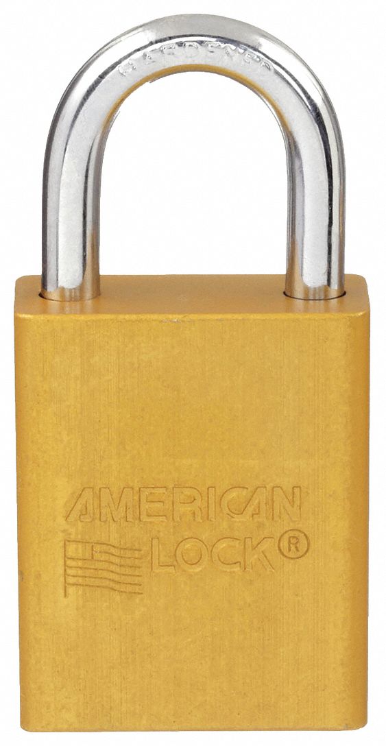 LOCKOUT PADLOCK, KEYED DIFFERENT, ALUMINUM, STANDARD BODY, BORON ALLOY, YELLOW