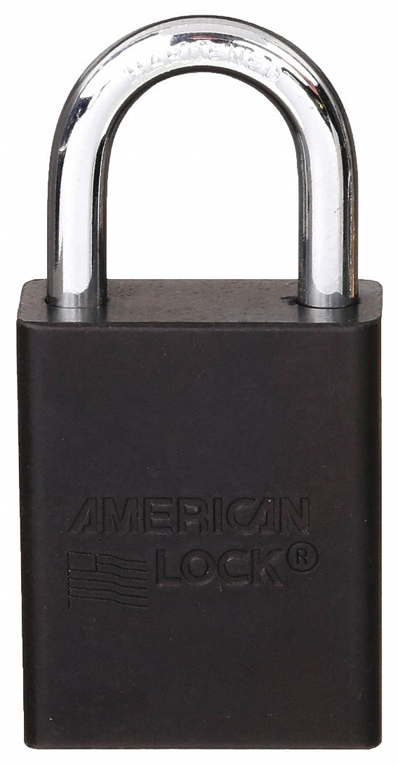 LOCKOUT PADLOCK, KEYED DIFFERENT, ALUMINUM, STANDARD BODY, BORON ALLOY, BLACK