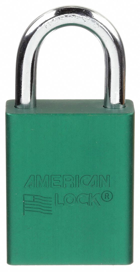 LOCKOUT PADLOCK, KEYED ALIKE, ALUMINUM, STANDARD BODY, BORON ALLOY, GREEN