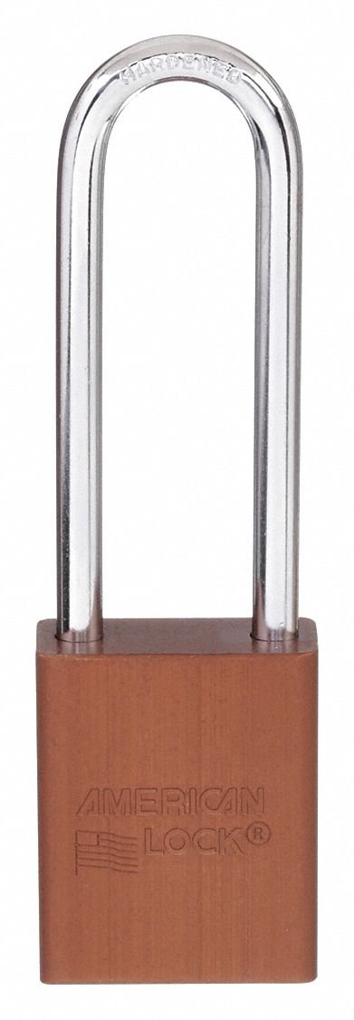 Lockout Padlock: Keyed Different, Aluminum, Std Body Body Size, Boron Alloy, Extended