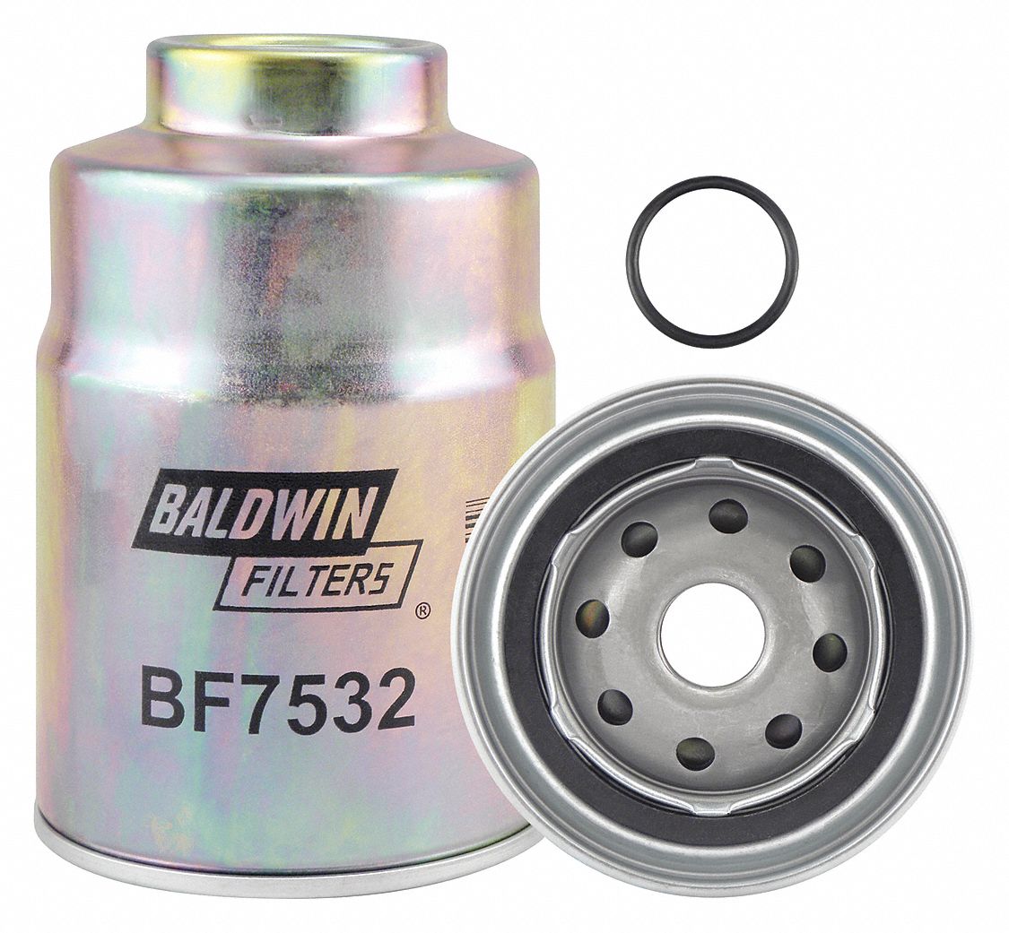 Fuel Filter: Spin-On, 3 9/16 in Outside Dia, 3/4"-16 Thread Size, Cellulose, Nissan