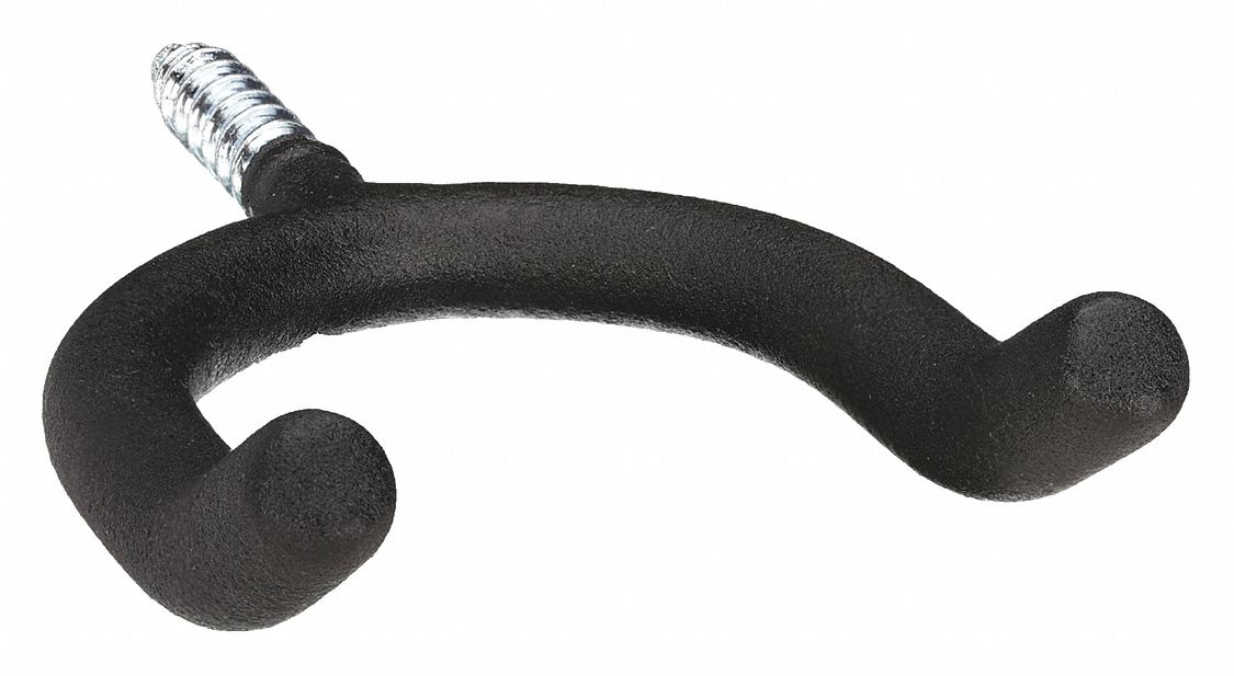 SCREW IN HOOK BLACK VINYL COATED