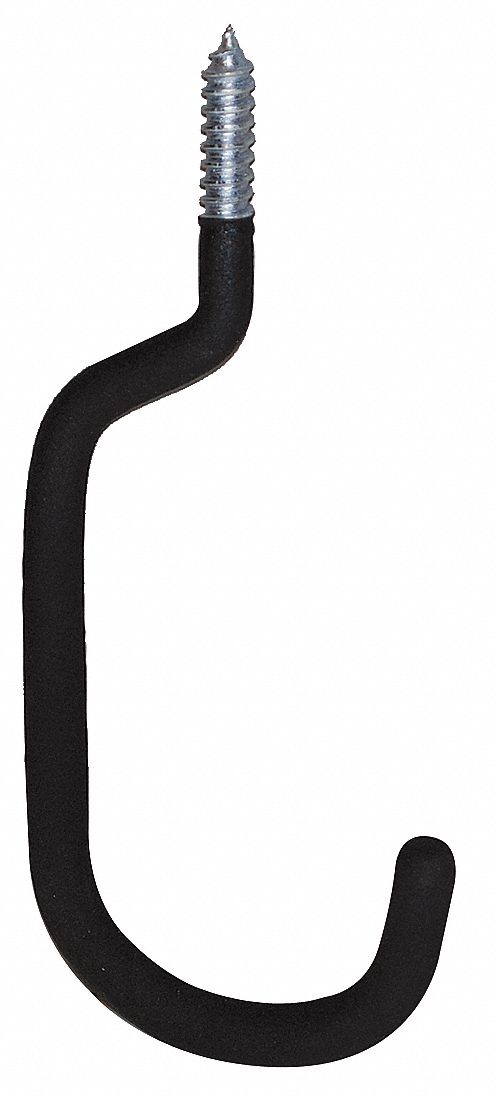 GRAINGER APPROVED 4ERX9 Screw In Hook,Black Vinyl Coated 190735505243