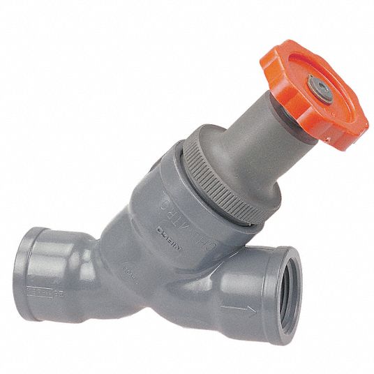 CHEMTROL Class 12454 Globe Valve, FIP x FIP, PVC, 1/2 in Pipe Size