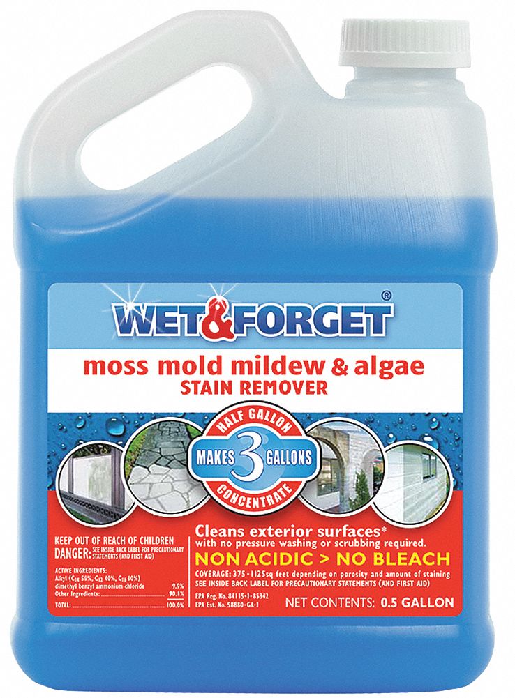 Mold and Mildew Remover: Jug, 0.5 gal Container Size, Concentrated, Liquid