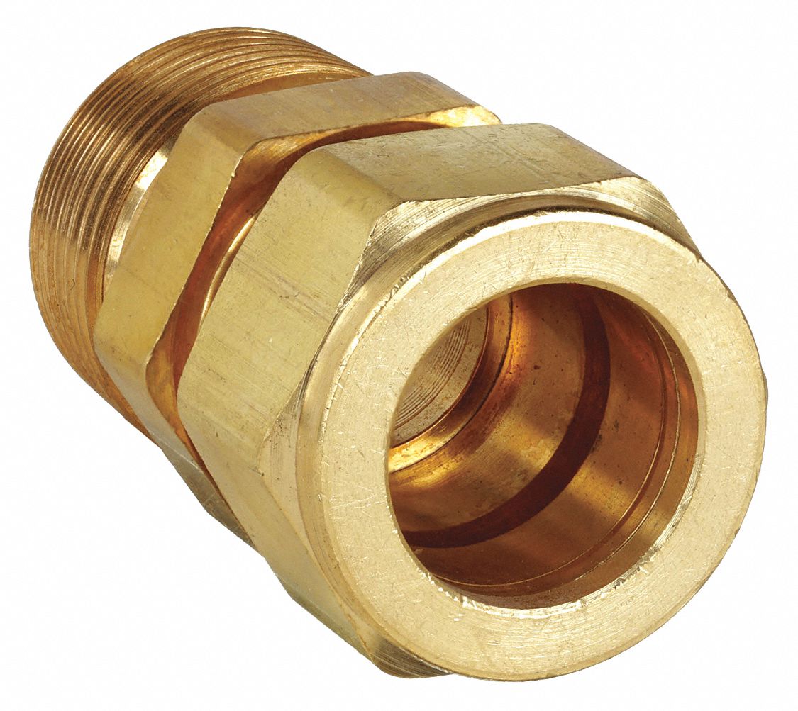 Compression Fitting Adapter: 3/4 in OD x 3/4 in pipe Size, Compression x MNPT, Brass