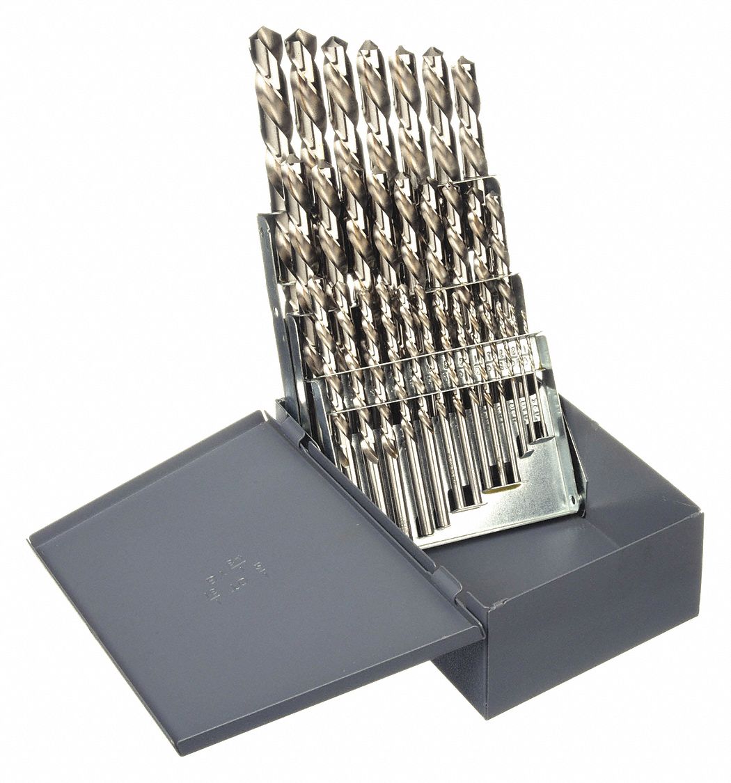 JOBBER LENGTH DRILL BIT SET, 1/16 IN SMALLEST DRILL BIT, ½ IN LARGEST DRILL BIT SIZE