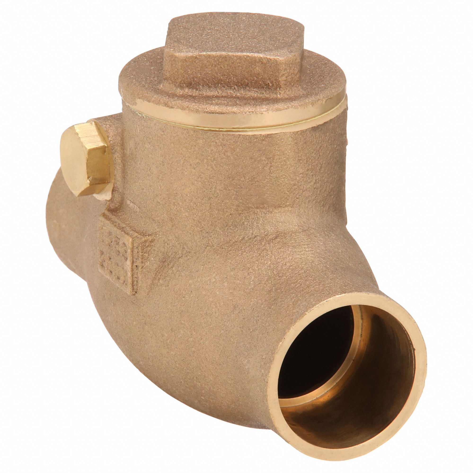 Swing Check Valve: Swing, Inline Valve Body, 1 in Pipe Size, Sweat x Sweat, Bronze